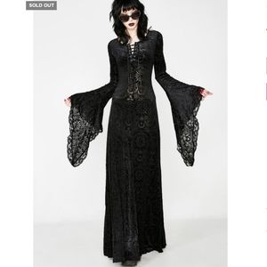 NWT Killstar Mai Burnout Velvet Maxi Dress
